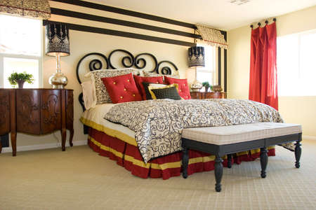 Modern tastefully decorated bedroomの写真素材
