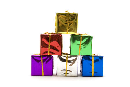 Colorful  gift boxes on white background