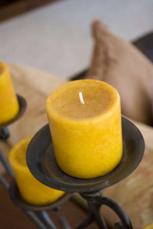 Elegant decorative candles in candle holderの写真素材