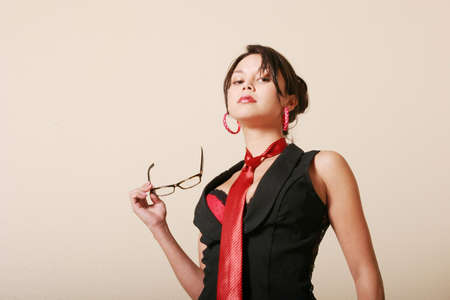 Pretty woman in stylish outfitの写真素材