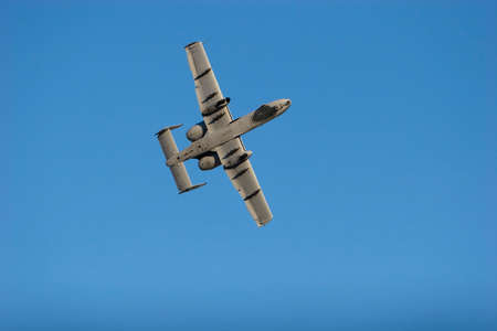 A-10 combat jet flying during airshow