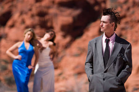 Punk fashion male model and female models の写真素材