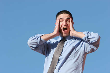 Businessman with a surprised expressionの写真素材