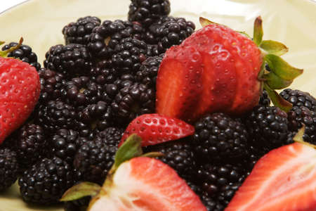 Seasonal organic blackberries and strawberriesの写真素材