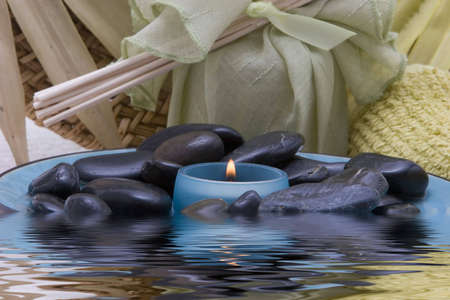 Spa candle and  stonesの写真素材