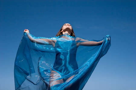 Gorgeous young female dancing outdoorsの写真素材