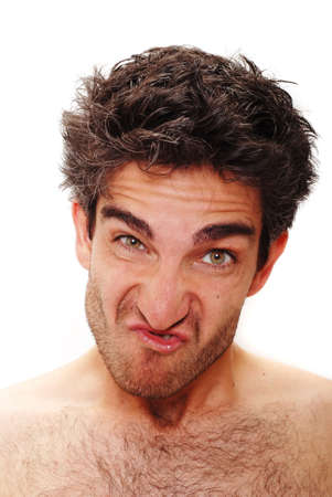 Man with angry facial expressionの写真素材