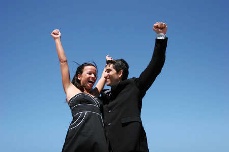 Young successful businessman and businesswomanの写真素材