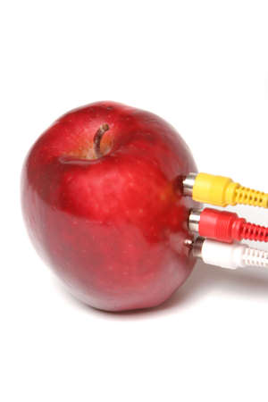 Apple connected to the audio video cableの写真素材