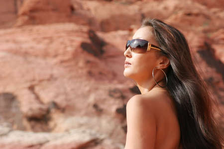 Beautiful sexy  asian woman in sunglassesの写真素材