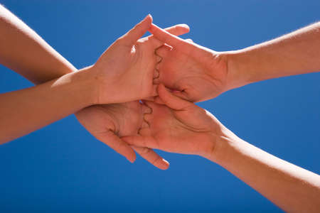 Group of people hands in the air
