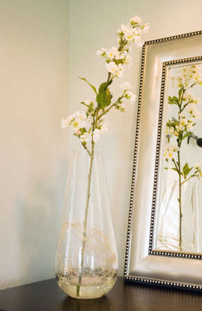 Flowers in a glass vaseの写真素材