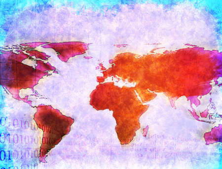 abstract technology background of the world mapの写真素材