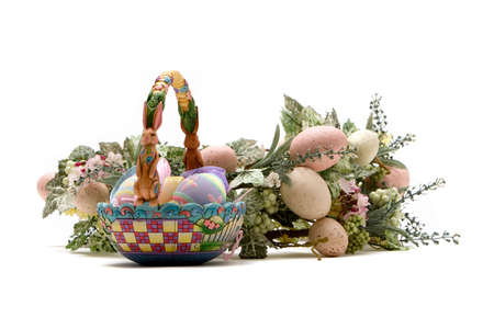 Decorative easter objects on isoleted white background