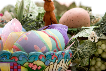 Decorative easter objects on isoleted white background