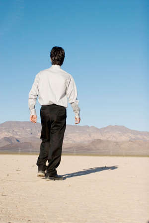 Back of a young businessman outdoorsの写真素材