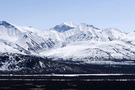 Snowy mountains during late winterの写真素材