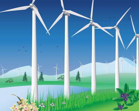 Wind turbines vector illustrationのイラスト素材