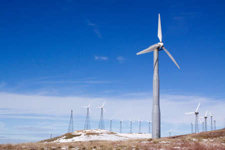 Wind turbines in winter generating clean energy