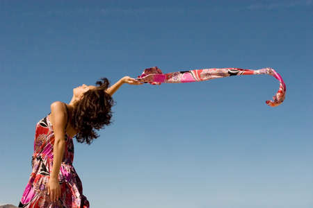 Woman with scarfの写真素材