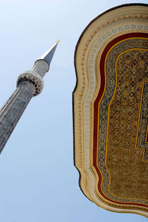 A tall minaret shot in Istanbul Turkeyの写真素材