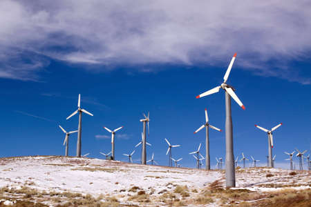 Wind turbines in winter generating clean energy