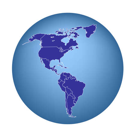 Map of Americas with countries outlinedのイラスト素材