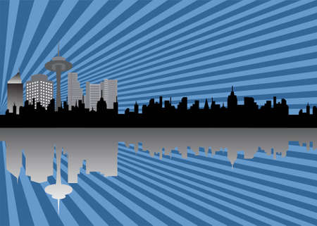 Cityscape with silhouette skylineのイラスト素材