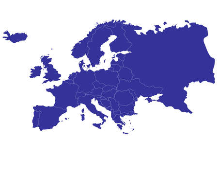 Map of Europe with countries outlinedのイラスト素材