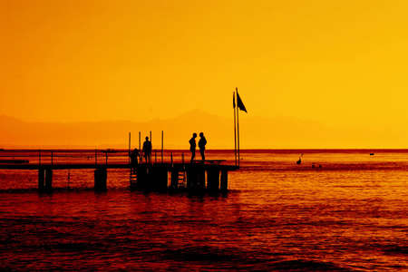 Sunset over oceanの写真素材