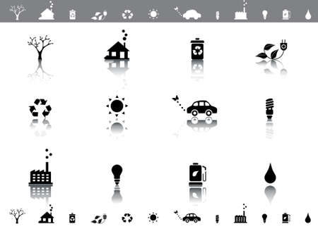Eco icons with reflectionsの写真素材