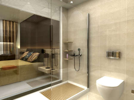 3D rendering of a bathroomの写真素材