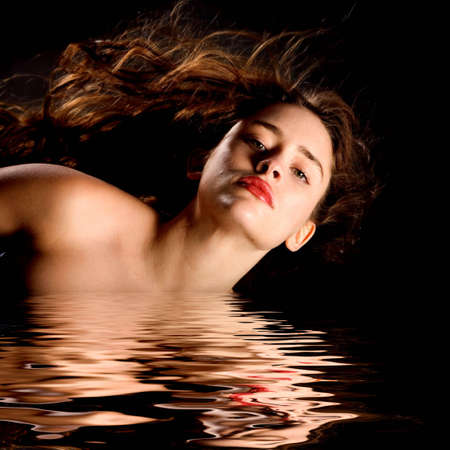 Pretty woman with long hairの写真素材