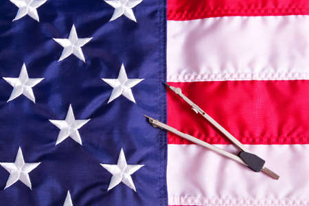 American flag closeup indoor shotの写真素材