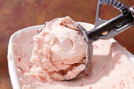 Delicious fresh strawberry ice creamの写真素材