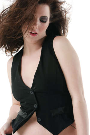 Pretty sexy woman on white backgroundの写真素材