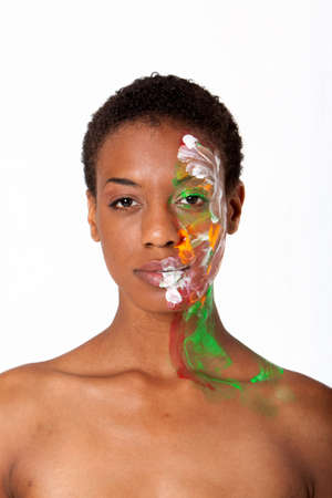 Beautiful black woman in facepaintの写真素材