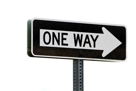 One way directional road signの写真素材