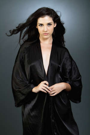 Pretty sexy brunette woman with long hairの写真素材