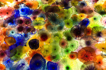 Colorful glass flower art decorationの写真素材