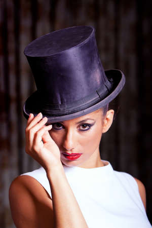 Beautiful sexy woman with gorgeous hat