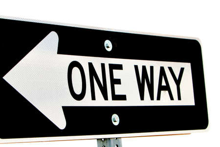 One way traffic sign on white background