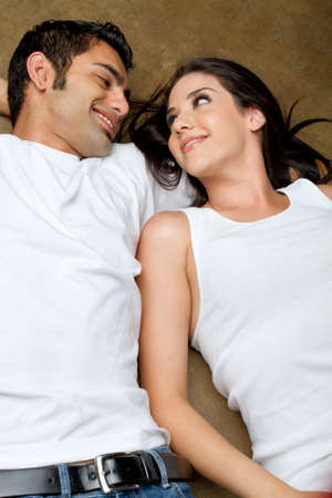 Young happy multiracial couple in loveの写真素材