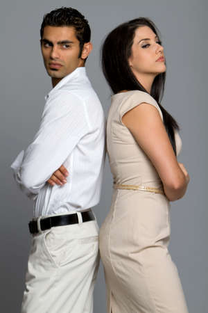 Young ethnic couple disagree on problemsの写真素材