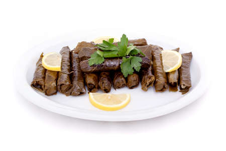 Turkish style vegetarian stuffed grape leavesの写真素材