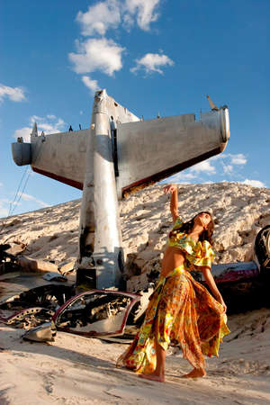 Sexy girl and crashed plane