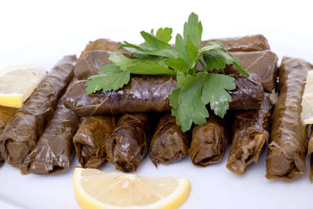 Turkish style vegetarian stuffed grape leaves