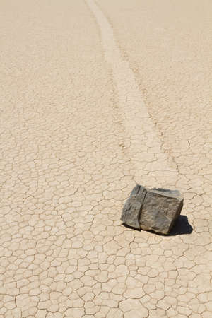 Rocks are movig on desert ground in Death Valley Californiaの写真素材