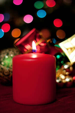 Christmas decor with candlesの写真素材