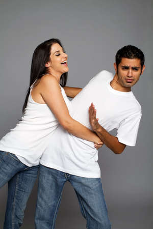 Happy ethnic couple datingの写真素材